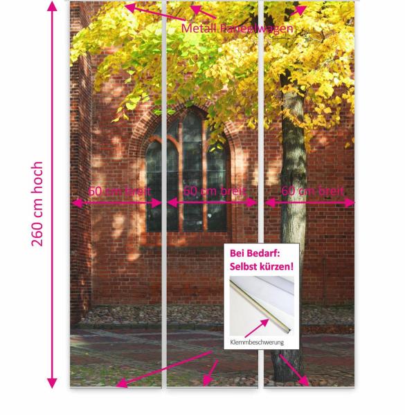 Flächenvorhang Herbst in der Stadt 3er Set, Schiebegardine, Schiebegardinen, blickdicht, Flächenvorhang blickdicht, Schiebevorhang,